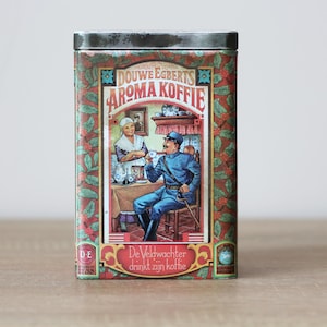 Boîte à café en fer blanc Douwe Egberts, boîte en fer blanc fabriquée aux Pays-Bas, vie et design hollandais