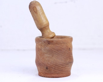 1950s primitive wooden pestle and mortar