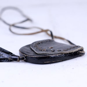 Vintage Embossed Leather Coin Purse with Cord