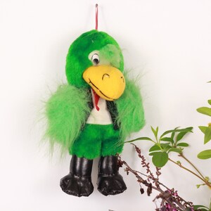 Vintage Wall Hanging Green Plush Parrot Toy