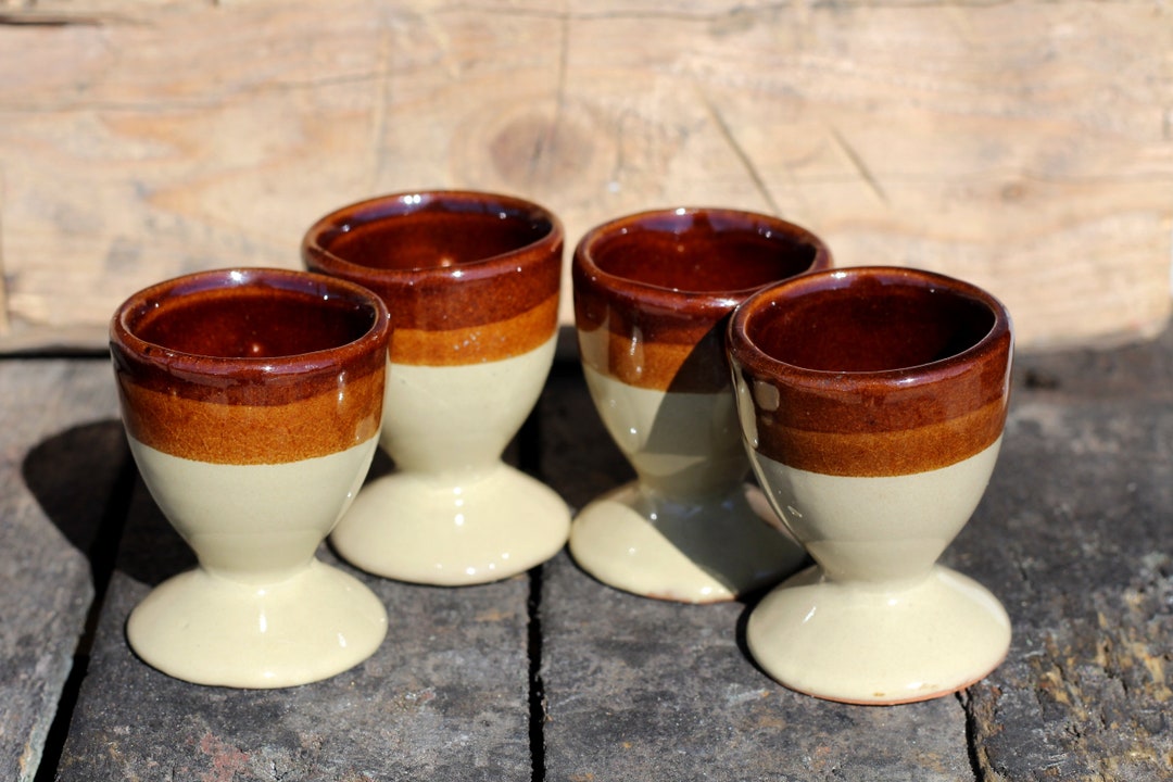 Vintage Egg Tray Set of Four Painted Ceramic Egg Holder Porcelain