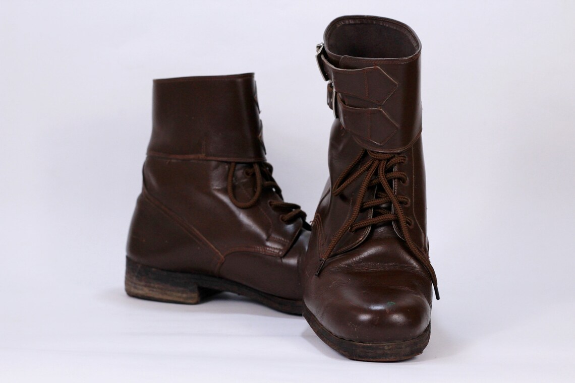 Vintage Soviet Army Leather Chukka Boots, Brown, US 9, foto 2 di 5