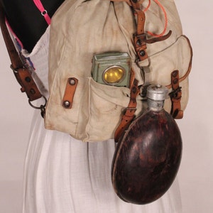 Military Aluminum Canteen, Cold Water Type Flask, Water Bottle, Wood Veneer Case, Army