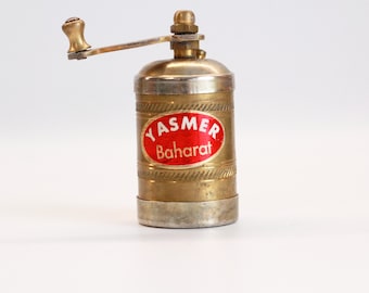 Vintage Metal Pepper Mill, Brass Herb Grinder, Kitchen Decoration