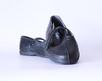 Chaussures plates vintage en caoutchouc noires, pointure 8 pour hommes (41 EU)