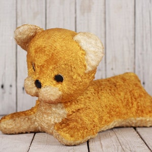 Vintage Straw Stuffed Plush Tiger Toy