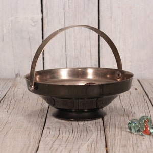 Vintage Metal Candy Dish in Basket Shape, Serving Bowl with Handle