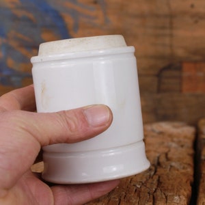 Vintage White Porcelain Apothecary Jar, Medicine Container, Trituration Jar