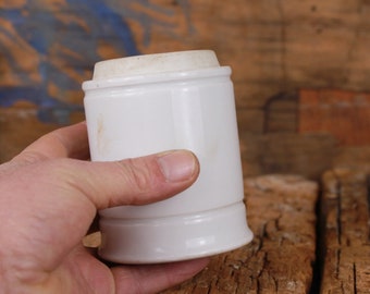 Vintage White Porcelain Apothecary Jar, Medicine Container, Trituration Jar