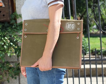 Bolso vintage de lona para documentos del ejército ruso, maletín de mensajero de la URSS