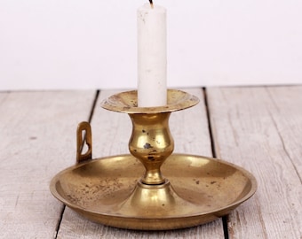 Vintage Wall Hanging or Table Brass Candle Holder, Candlestick