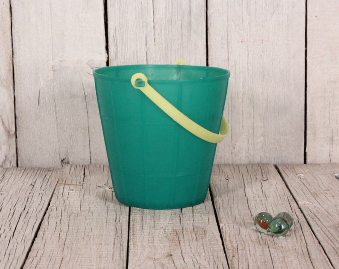 Child's Sand Pail Vintage Green Plastic Sand Pail Old Etsy