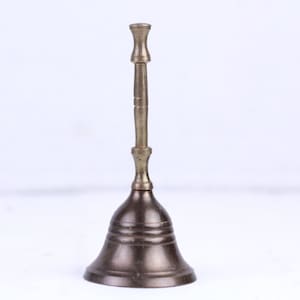 Vintage Hand Brass Bell, Small Wooden Handle, Reception, Dinner, Teachers