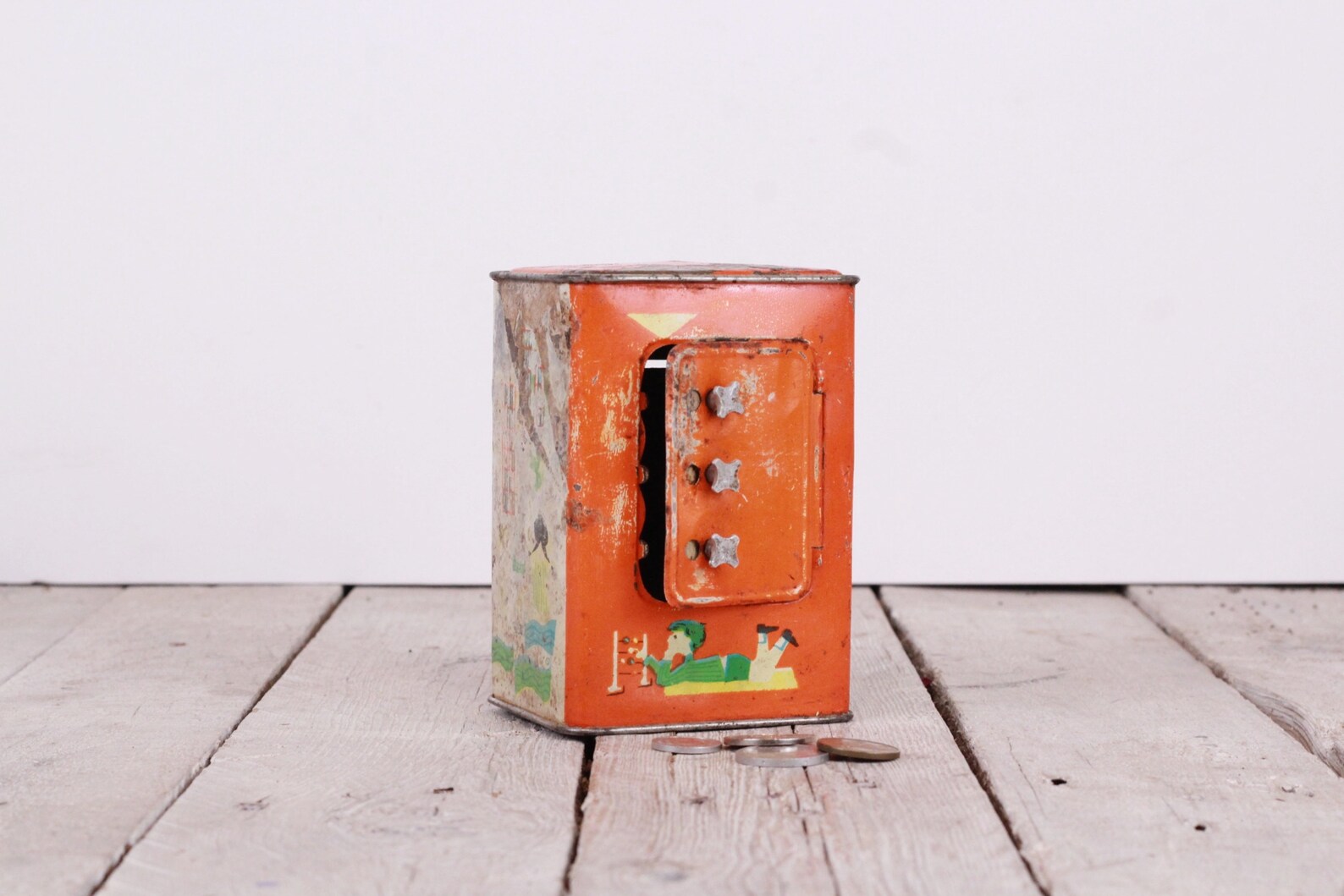 Vintage Tin Money Box With Code Saving Childhood Memories Bank Etsy