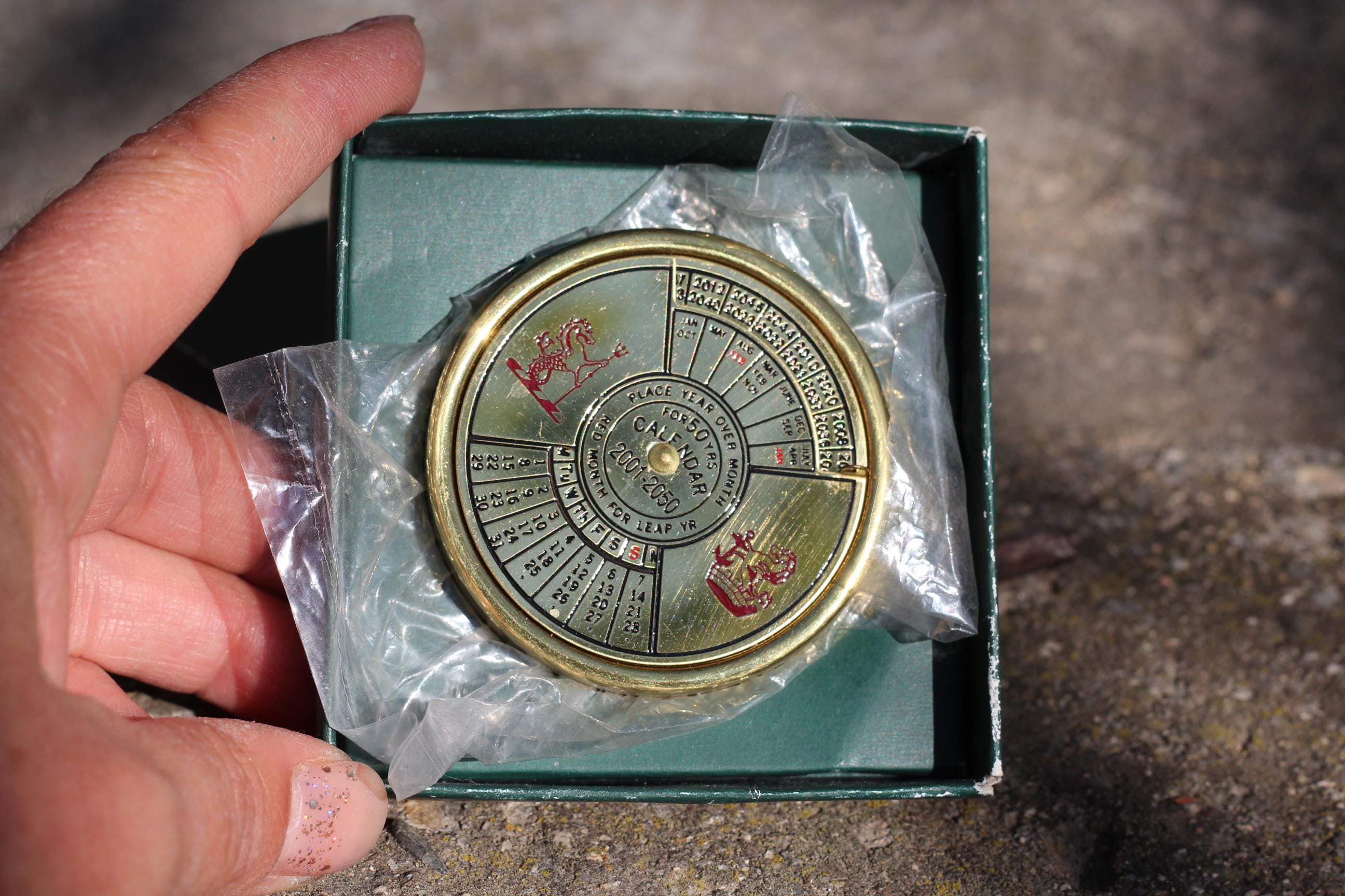 ヴィンテージ真鍮製パーペチュアルカレンダー（オリジナルボックス入り