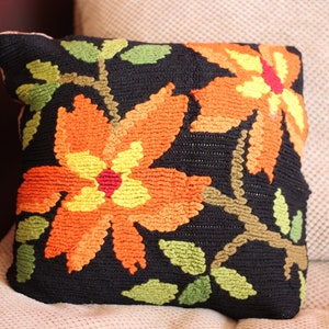 Vintage Pillowcase Handmade Motley Pillow Decorative Embroidery Flowers