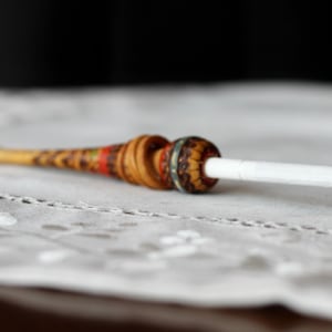 Vintage Handmade Wood Carved Cigarette Holder, Mouthpiece Engraved, Hand Painted