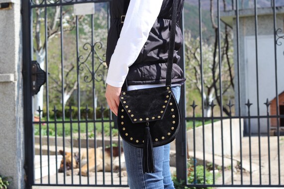 Vintage 90's Suede Bag with Fringe, Suede Fringe B