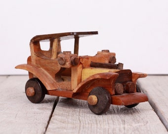Vintage Wooden Toy Car, Vehicle Automobile, Model 30's, Handmade