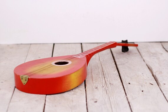 Guitare Jouet Ancienne En Bois Vintage Pour Enfant - Jouet Musical Rétro