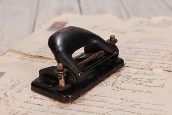 Vintage Small Metal Paper Hole Punch Office Supply 
