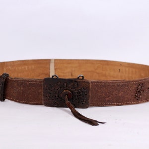 Vintage Tooled Leather Belt: Handmade Cowgirl Fringe Belt