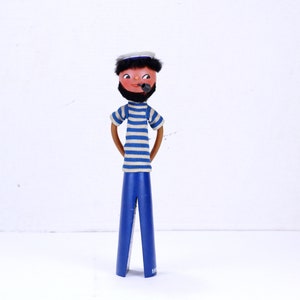 Vintage Wooden Sailor Figurine - 12 Inch Seaman Figure