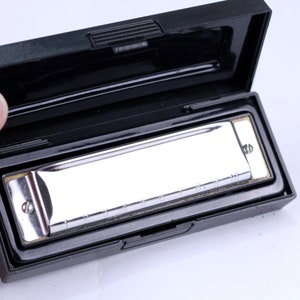Vintage Small Harmonica with Box, Musical Mouth Instrument, Made in DDR, Blues