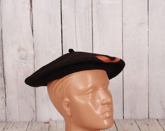 Vintage Black Woolen Beret Hat for Painter