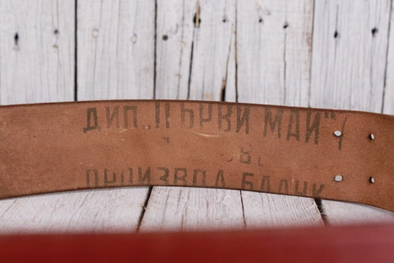 Vintage Military Genuine Leather Belt Adjustable … - image 8