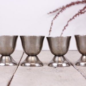 Vintage Metal Egg Holders Cups, Set of Four