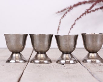 Vintage Metal Egg Holders Cups, Set of Four