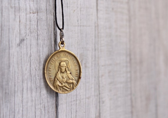 Vintage Religious Medallion Praebe Fili Mi Cor Tu… - image 6