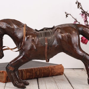 Vintage Horse Figurine Handmade from Genuine Leather
