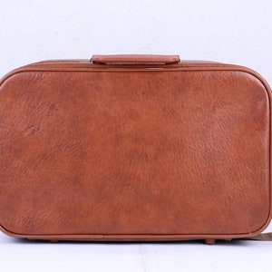 Vintage Small Size Suitcase, Artificial Leather Suitcase, Old Luggage Suitcase, Artificial Leather Train Case, 1990s Suitcase