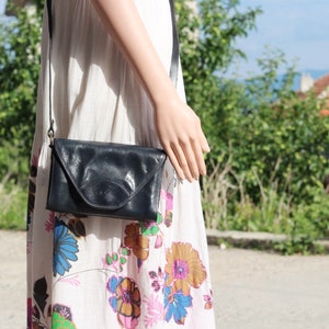 Creation Gabrielle Bag, Dark Blue Leather Purse, Shoulder or Crossbody Bag, Minimalist Purse, Envelope Clutch, Soft Leather image 5