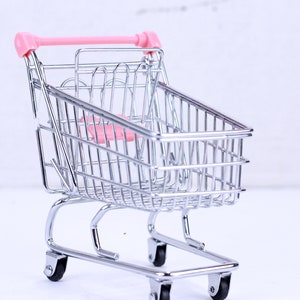 Carrito de supermercado en miniatura, Decoración de casa de muñecas, Carrito de supermercado en miniatura a escala 1:12, Carrito de compras, Mini modelo de juguete, Carrito de supermercado de juguete