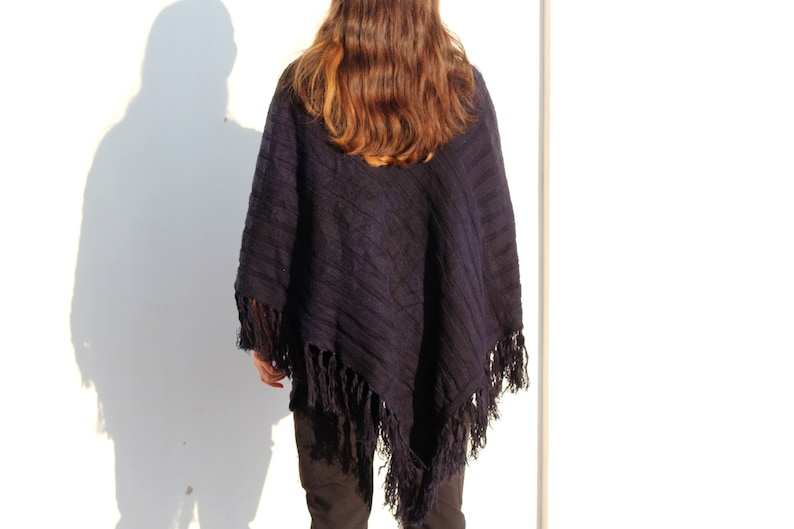 Vintage Cotton Fringe Poncho Top Coat Poncho Ethnic Pullover Poncho Womens Poncho
