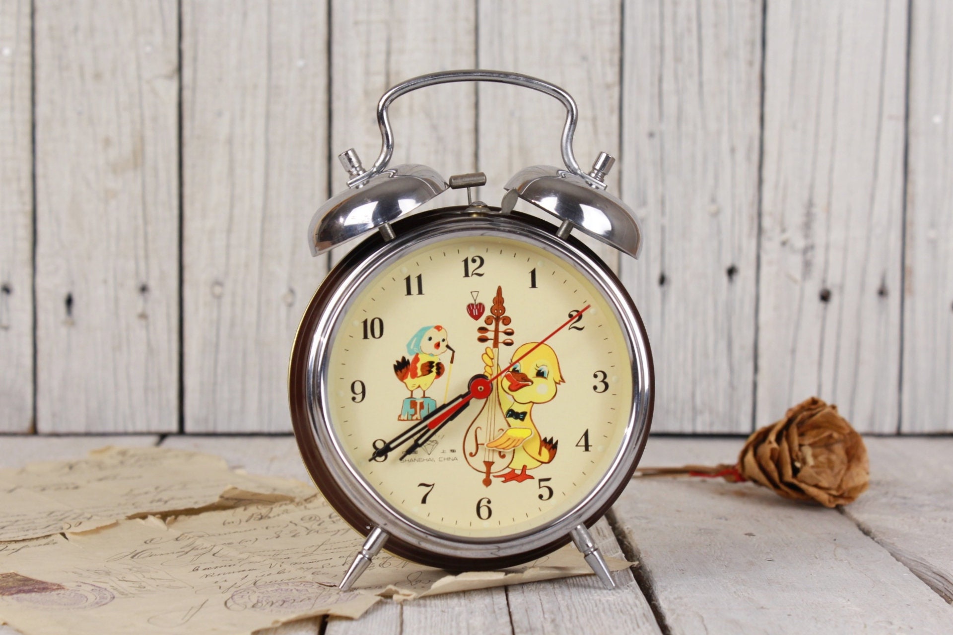 Reloj despertador vintage pato Shanghai reloj antiguo chino cuerda mecanica trabajando pato en movimiento Etsy Espana