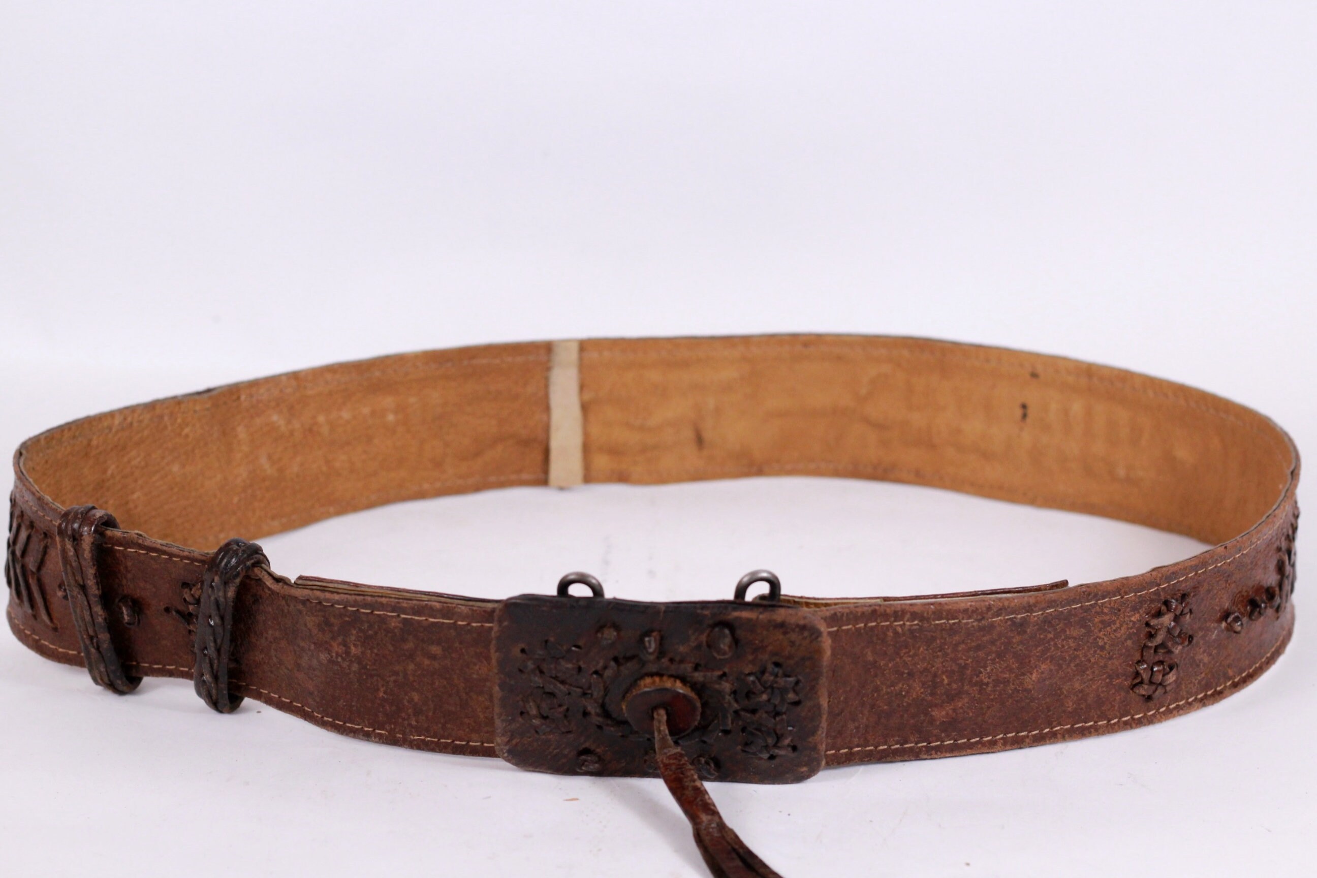 Vintage Tooled Leather Belt: Handmade Cowgirl Fringe Belt - Etsy display picture 2