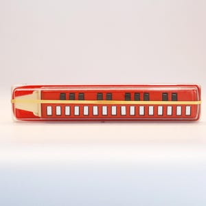 Vintage Triola Harmonica Toy, Czechoslovakia Metal Music Instrument, Original Box