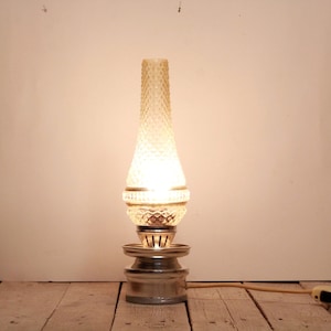 Vintage Bedside Night Light Lamp, Hurricane Lantern Shape, Glass Sticks Diffuser