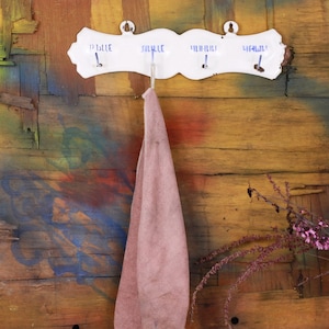 Vintage White Enameled Rail Towel Wall Hanger Circa 1930s