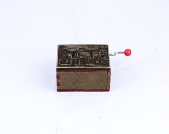 Vintage Walnut Wood Music Box: Handmade Mechanical Musical Box