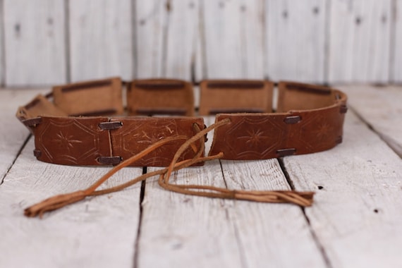 Vintage Leather Woman Belt with Fringe, Leather Be