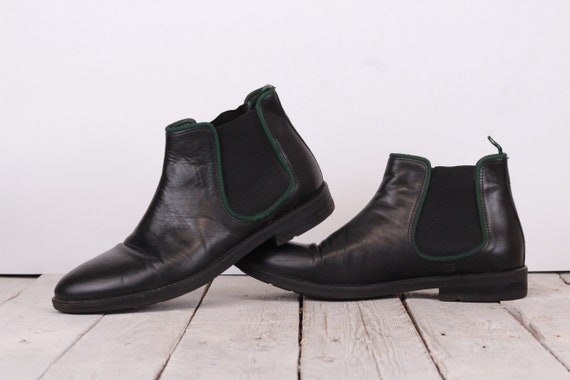 Vintage Men's Ankle Boots Black Leather Boots Siz
