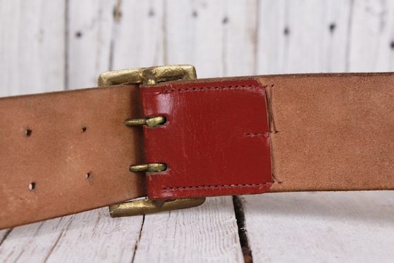 Vintage Military Genuine Leather Belt Adjustable … - image 9