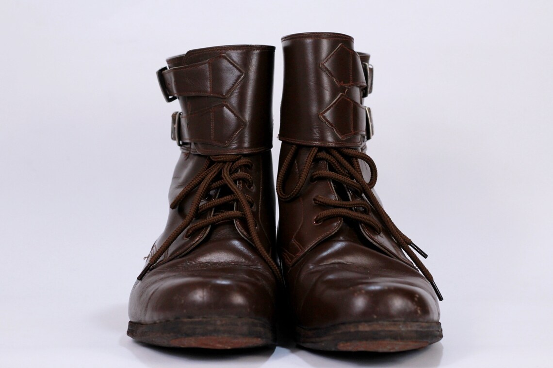 Vintage Soviet Army Leather Chukka Boots, Brown, US 9, foto 3 di 5