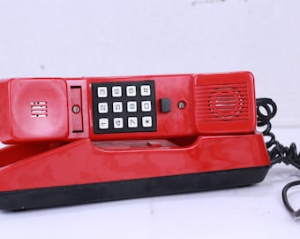 Wall Red Push Button Telephone, Retro Home Bar Pub Phone