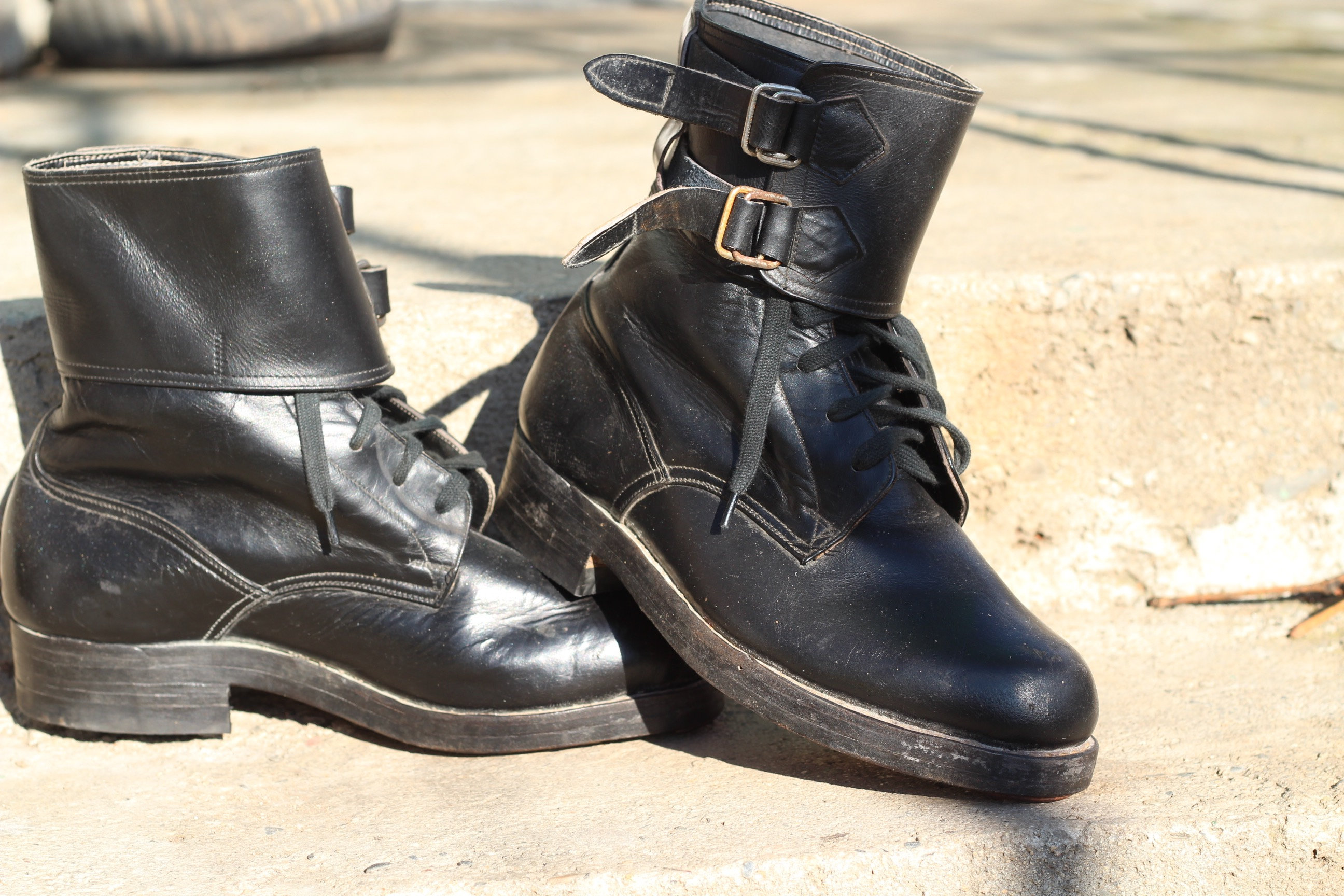 Men's Marsèll Combat Boots Vintage Black Deer Leather
